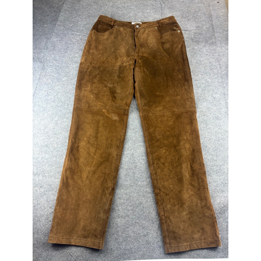Bagatelle Vintage Brown Suede Leather Pants Straight Leg 16L Cognac Western